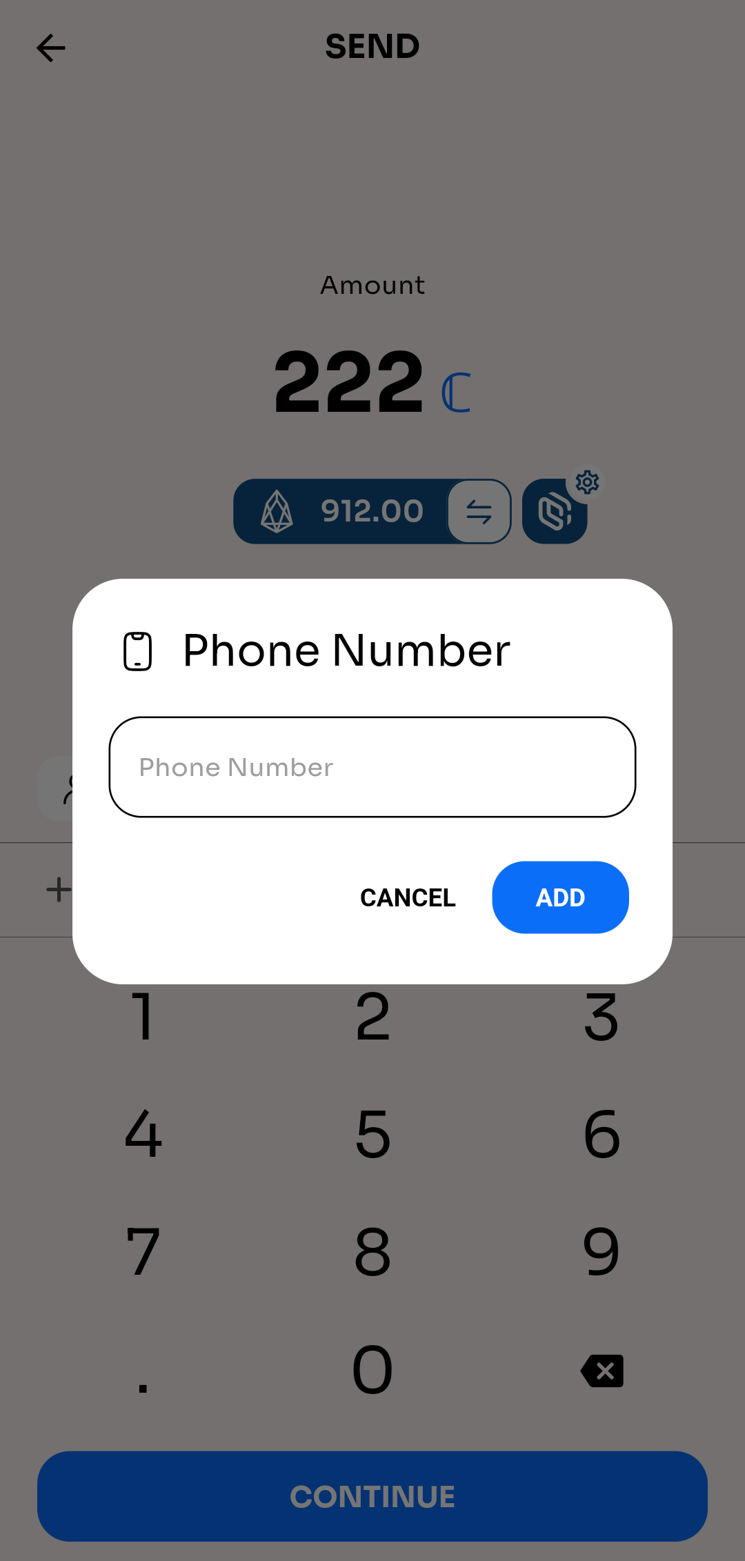 Phone number entry